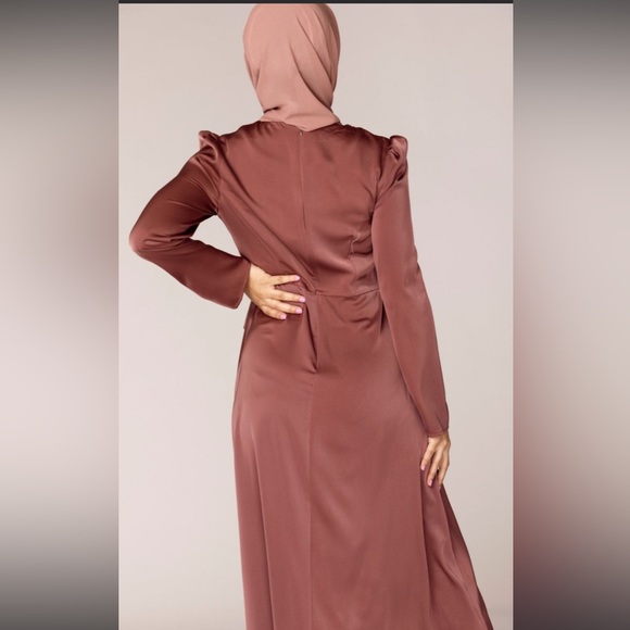 Veiled Collection Brown Satin Maxi Dress. Worn once. - Picture 2 of 2